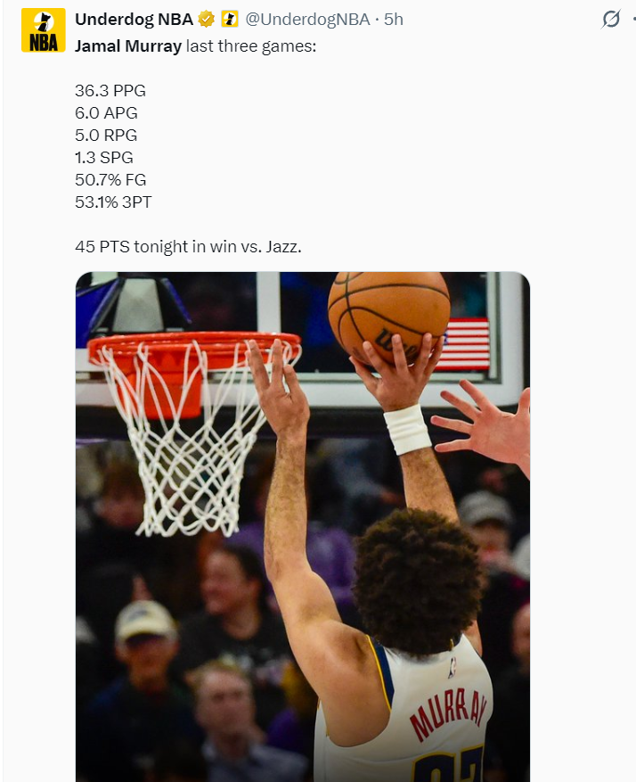 世俱杯-穆雷狂轰45分连刷四纪录！近三战109分势头猛烈 阿帅：他扛起球队